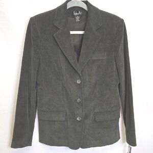 Rafaella 3 Button Notched Lapel Corduroy Blazer, Retro Preppy, Olive Green, 6